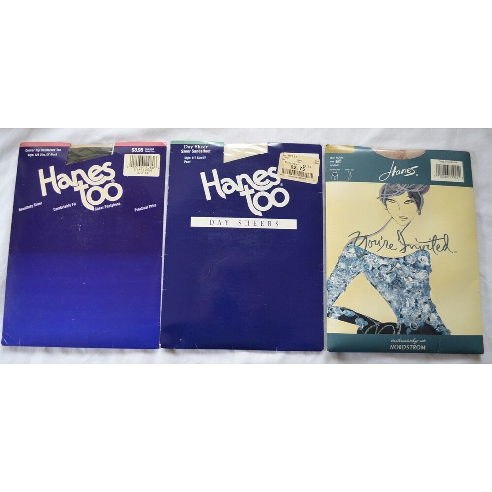 Hanes Too You're Invited Pantyhose SZ EF Lot of 3 Style 117 136 N011N